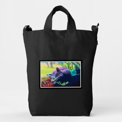 Cute and Bright Kitten Sleeping on Plants Handbag Duck Bag