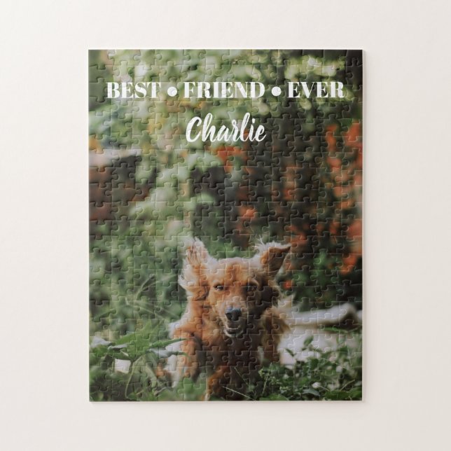 Cute and Charming Customized Dog Photo and Name Jigsaw Puzzle (Vertical)