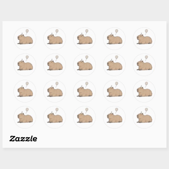 Cute and Chill Capybara Classic Round Sticker (Sheet)