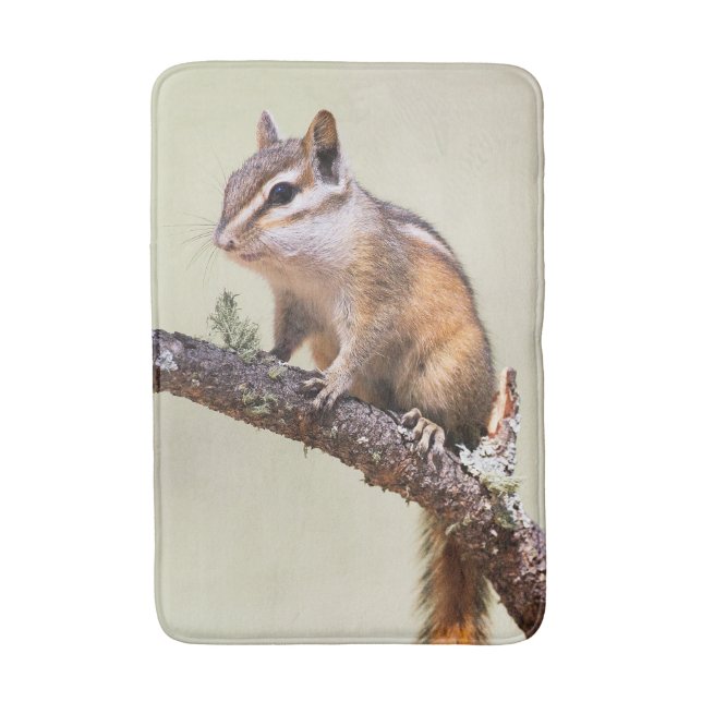 Cute and chubby chipmunk bathroom mat (Front Vertical)
