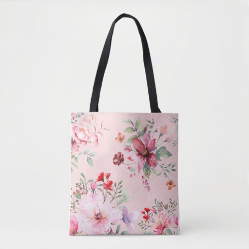 Cute and Classic Pink Floral Tote Bag