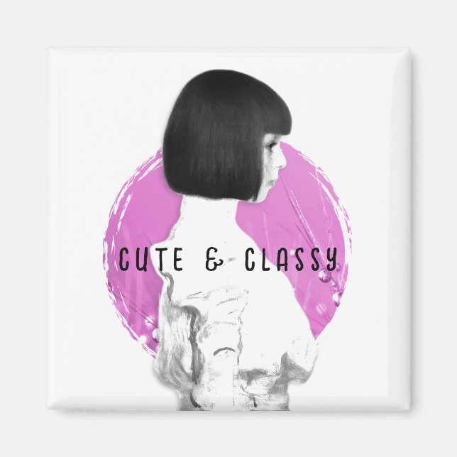 Cute and Classy Girl Pink and Black Magnet (Front)