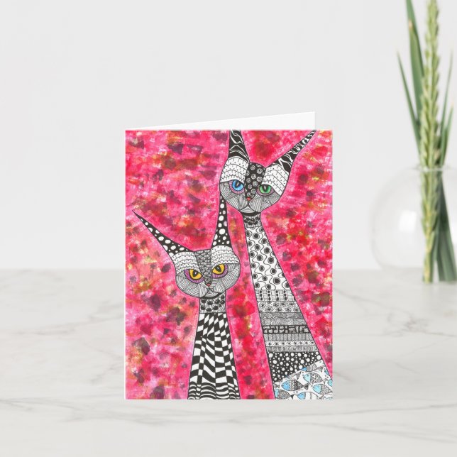 Cute and Color Cats Greeting Card (Front)