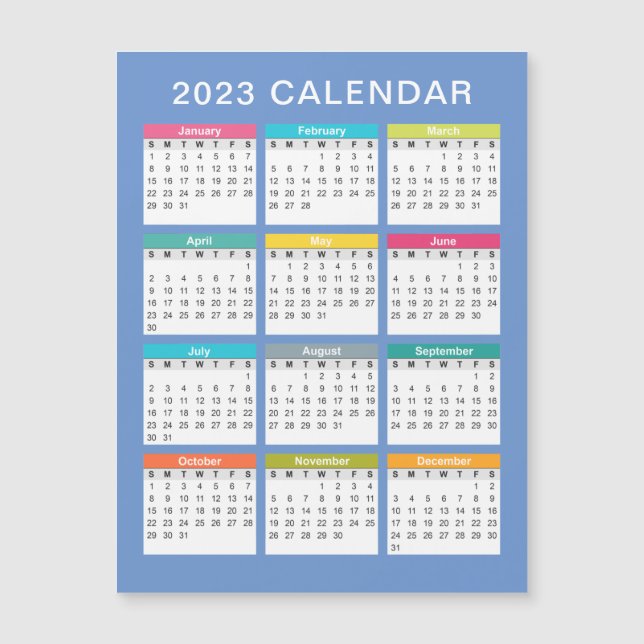 Cute and Colorful 2023 Calendar | Magnetic Card (Front)