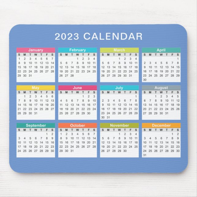 Cute and Colorful 2023 Calendar | Mousepad (Front)