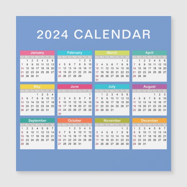 Cute and Colorful 2024 Calendar | Magnet (Front)