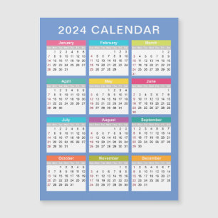 Cute and Colorful 2024 Calendar Magnetic Card