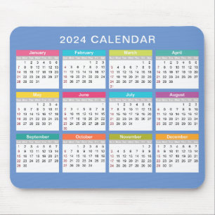 Cute and Colorful 2024 Calendar Mousepad