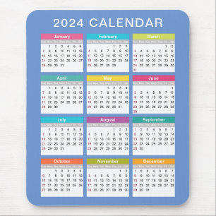 Cute and Colorful 2024 Calendar   Mousepad