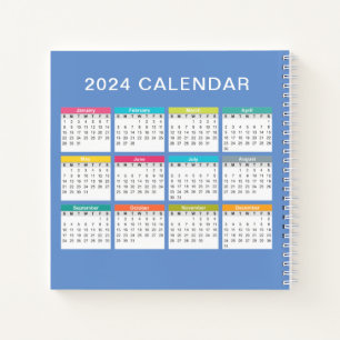 Cute and Colorful 2024 Calendar   Notebook