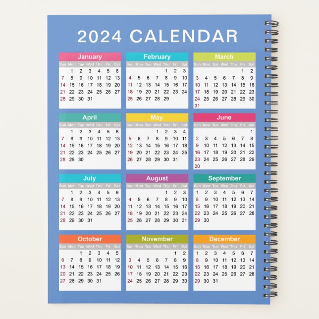 Cute and Colorful 2024 Calendar | Planner (Back)