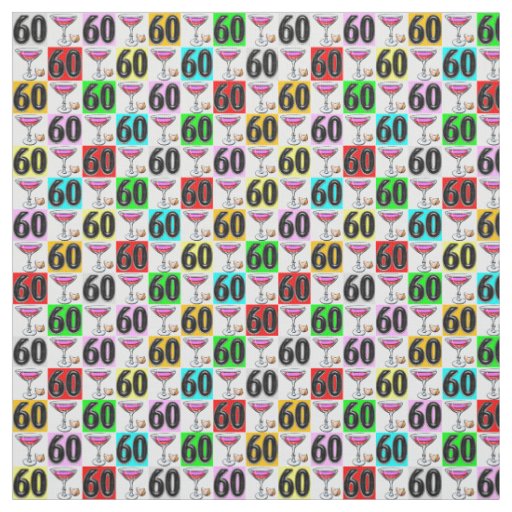 CUTE AND COLORFUL 60TH BIRTHDAY MARTINI FABRIC