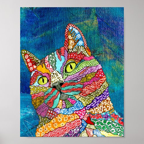 Cute and Colorful Abstract Cat Poster