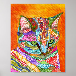 Cute and Colorful Abstract Cat Poster