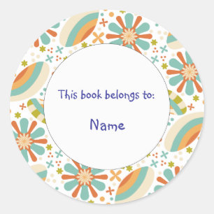 cute and colorful abstract floral design classic round sticker