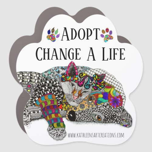 Cute and Colorful Adopt Change a Life Car Magnet