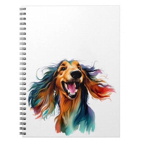 Cute and Colorful Afghan Hound dog Notebook