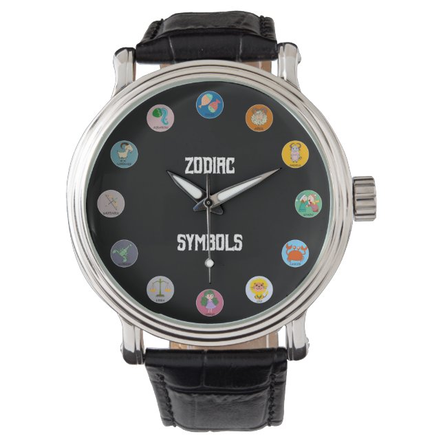 Cute and Colorful All 12 Zodiac Symbols Watch (Front)