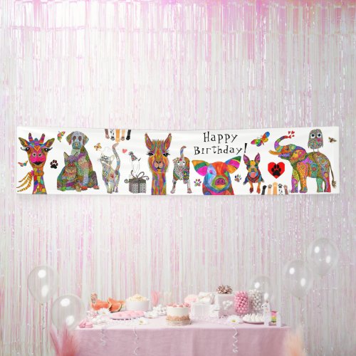Cute and Colorful Animal Assortment Banner