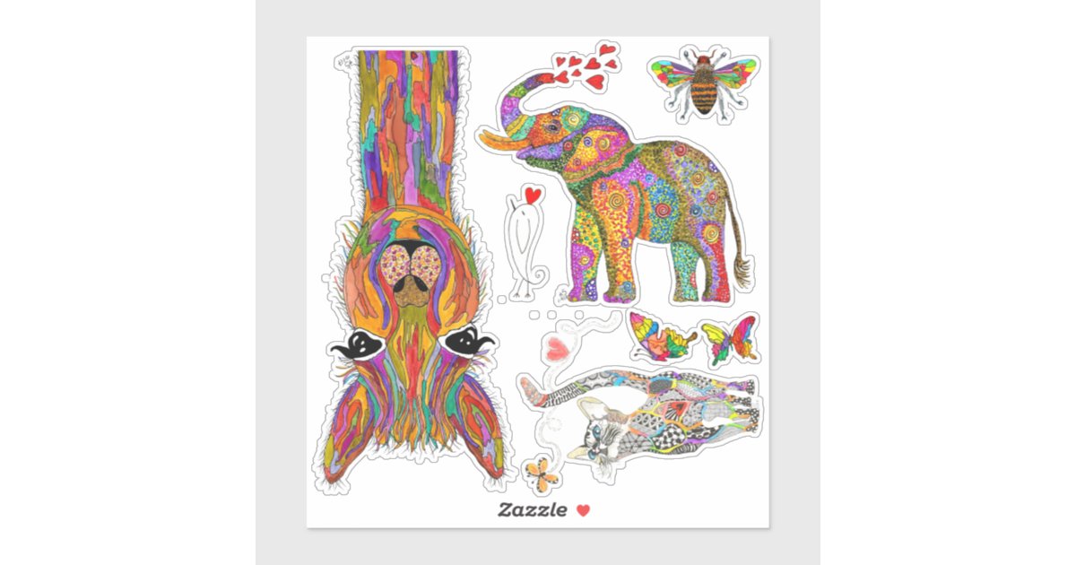cute and colorful animal assortment vinyl stickers zazzlecom