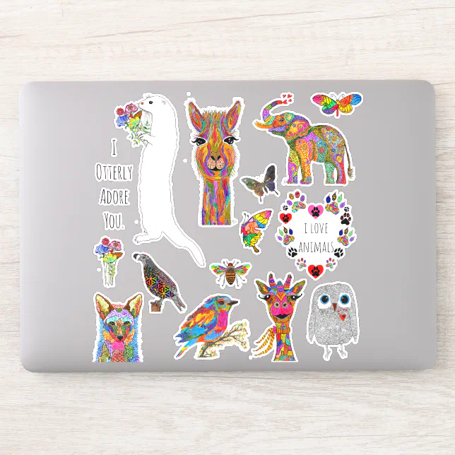 Cute and Colorful Animal Assortment Vinyl Stickers Zazzle