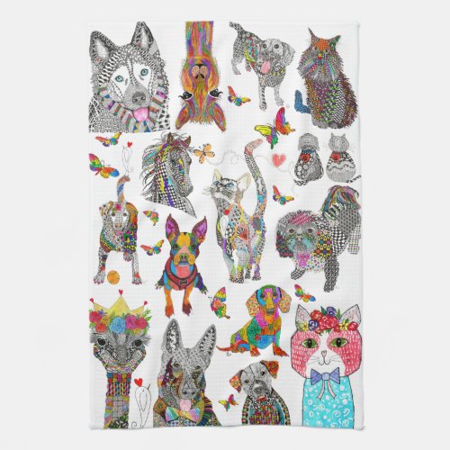 Cute and Colorful Animals Assortment Kitchen Towel