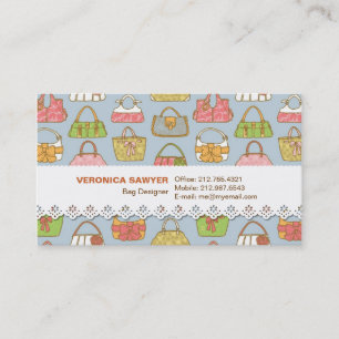 Cute and Colorful Bags Illustration Pattern (Blue) Business Card