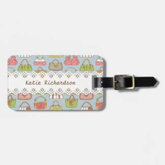 Cute and Colorful Bags Illustration Pattern (Blue) Luggage Tag