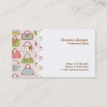 Cute And Colorful Bags Illustration Pattern Business Card by funkypatterns at Zazzle