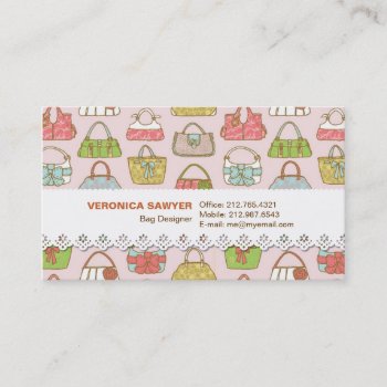 Cute And Colorful Bags Illustration Pattern Business Card by funkypatterns at Zazzle