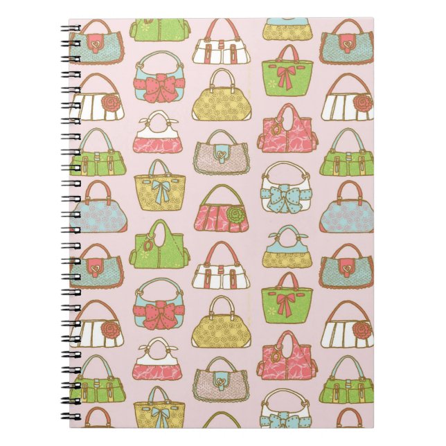 Cute and Colorful Bags Illustration Pattern Notebook (Front)