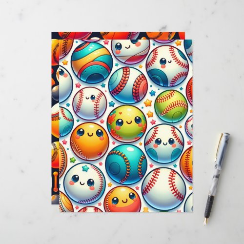 Cute and Colorful Baseball Scrapbook Paper