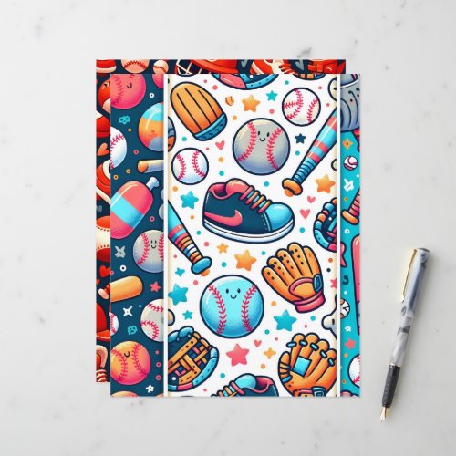 Cute and Colorful Baseball Scrapbook Paper