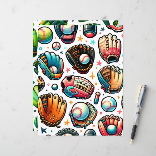 Cute and Colorful Baseball Scrapbook Paper