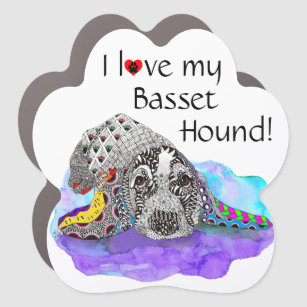 Cute and Colorful Basset Hound Car Magnet