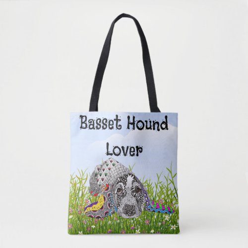 Cute and Colorful Basset Hound Tote Bag
