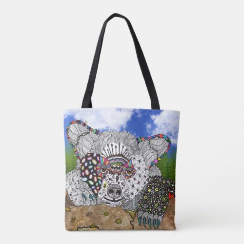 Cute and Colorful Bear Painting Tote Bag