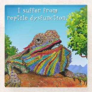 Cute and Colorful Bearded Dragon Glass Coaster