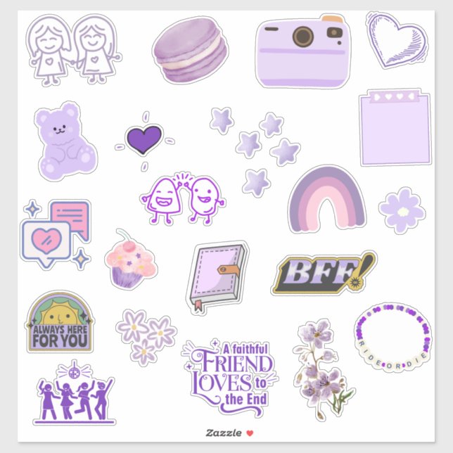 Cute and Colorful Best Friend/BFF Sticker Pack  (Sheet)