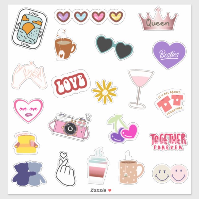 Cute and Colorful Best Friend Sticker Pack (Sheet)