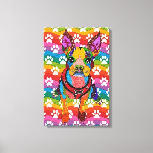 Cute and Colorful Boston Terrier Canvas 
