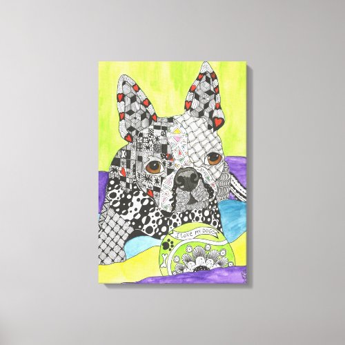 Cute and Colorful Boston Terrier Canvas16 x 24 Canvas Print