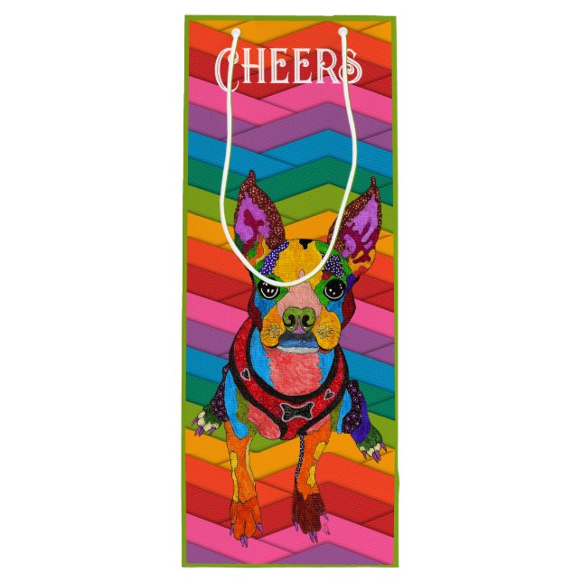 Cute and Colorful Boston Terrier Gift Bag (Back)