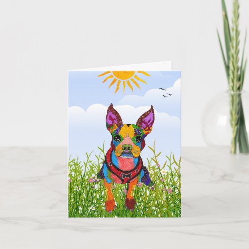 Cute and Colorful Boston Terrier Greeting Card