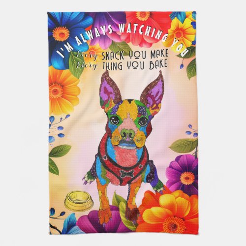 Cute and Colorful Boston Terrier Kitchen Towel
