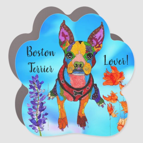 Cute and Colorful Boston Terrier Lover Car Magnet