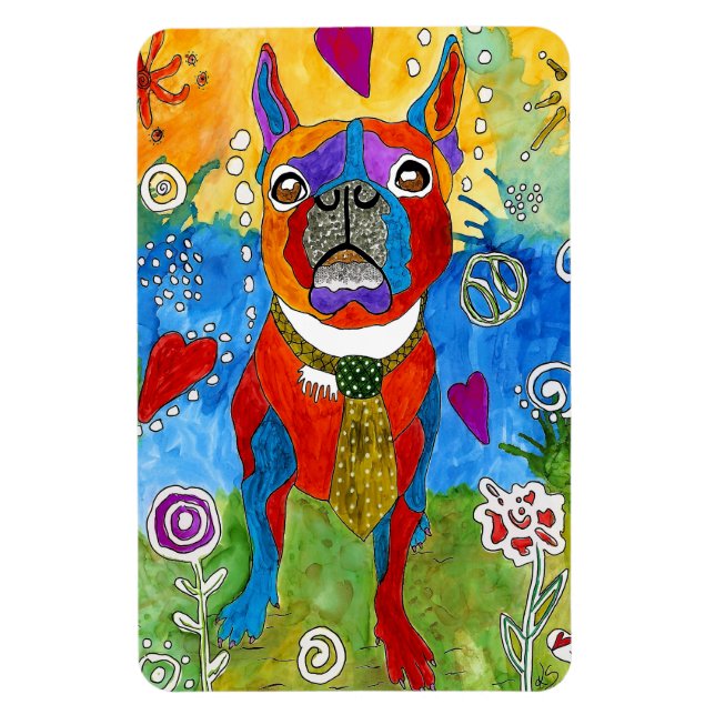 Cute and Colorful Boston Terrier Magnet 4"x6" (Vertical)