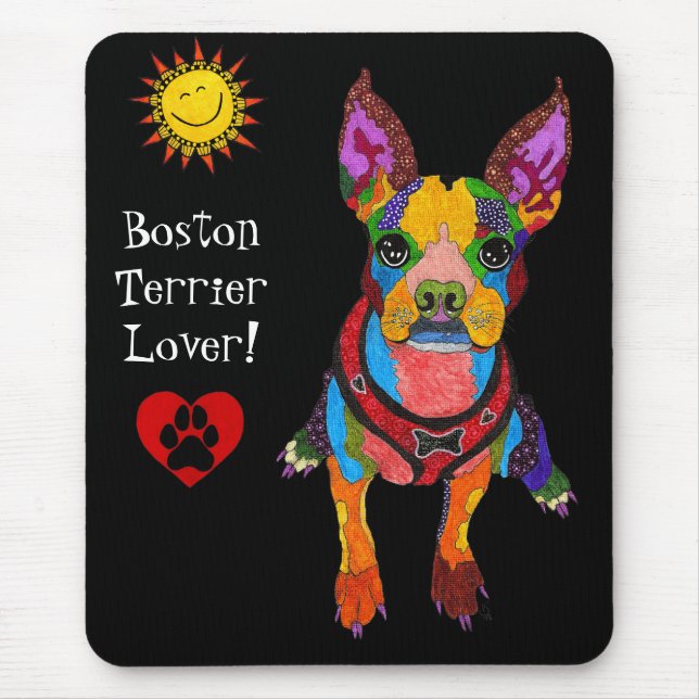 Cute and Colorful Boston Terrier Mousepad (Front)