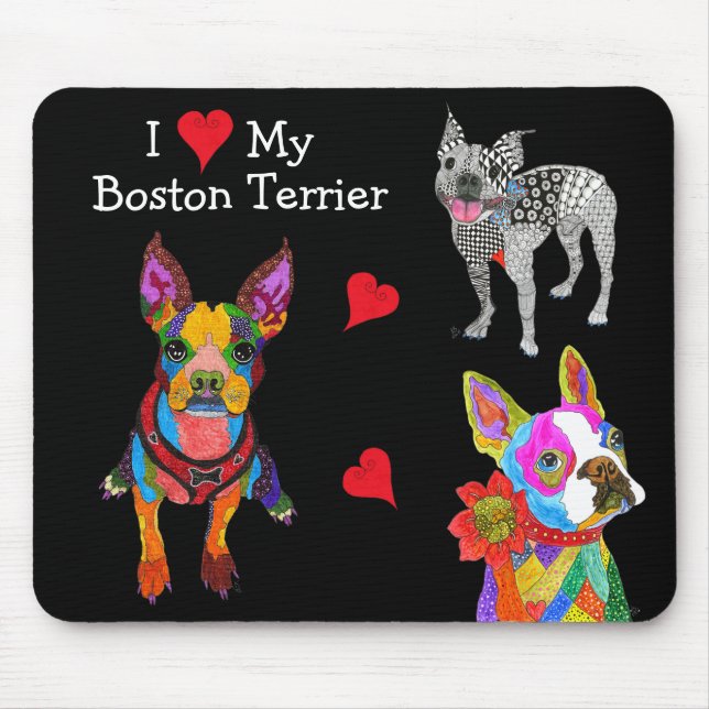 Cute and Colorful Boston Terrier Mousepad (Front)