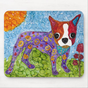 Cute and Colorful Boston Terrier Mousepad